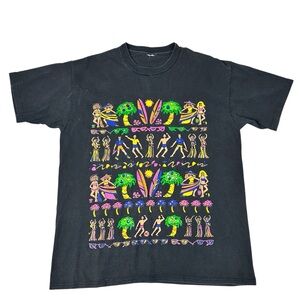 Vintage 1990s Beach Themed T-Shirt Size L Neon Puff Print Surf Hula Party